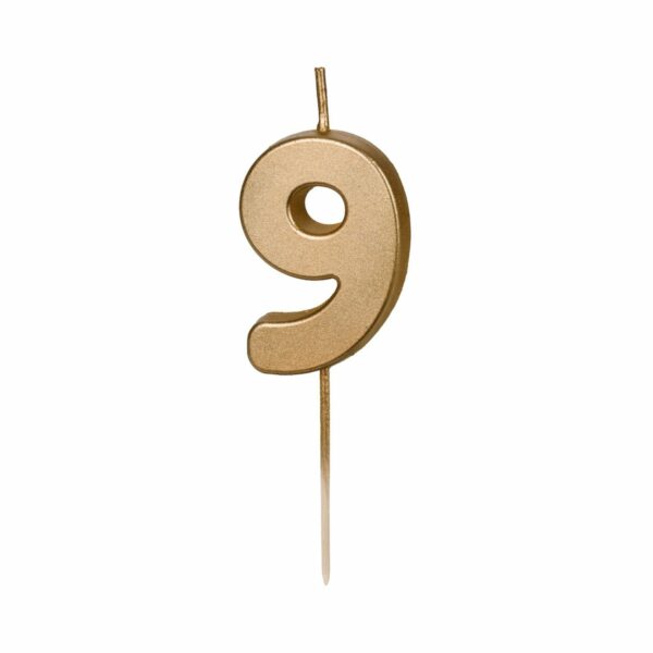 9-es születésnapi szám gyertya - arany - 4.5 cm